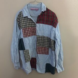 Premier international Patchwork Plaid Button-Up Shirt